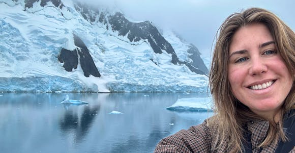 Marta, a Swoop polar sales specialist, on recce in Antarctica