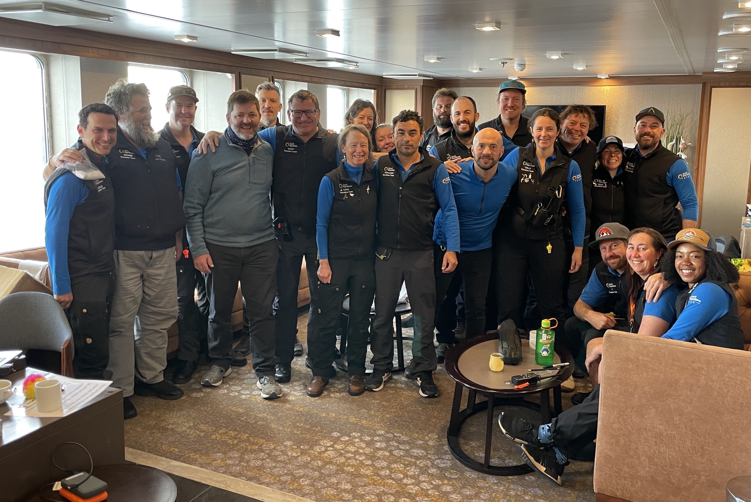 Expedition team relaxing on ship