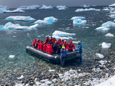 Zodiac Landing amid the ice on Silver Endeavour, Antarctic Vessel, Antarctica