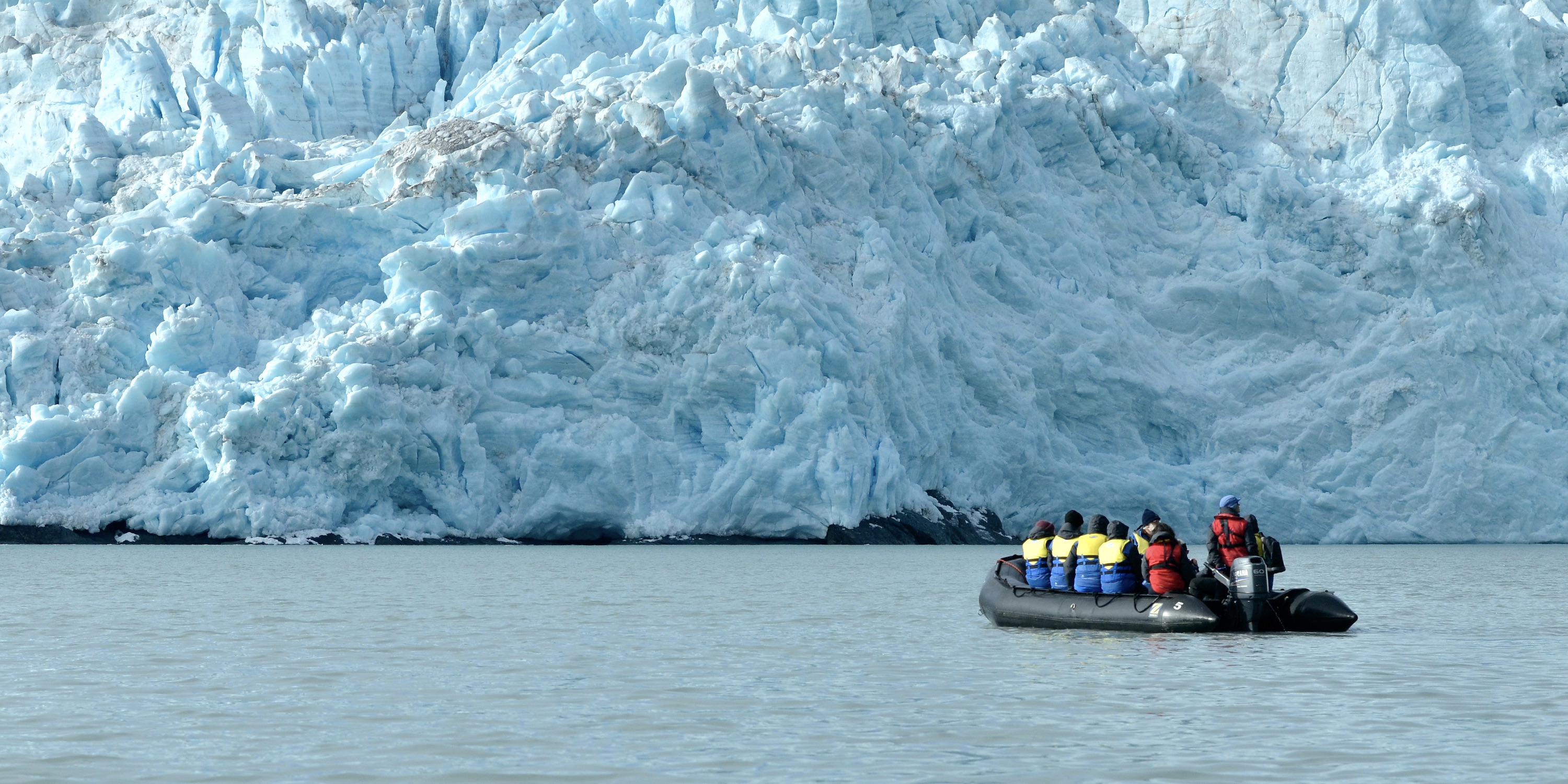 Zodiac cruising at King Haakon Bay in South Georgia