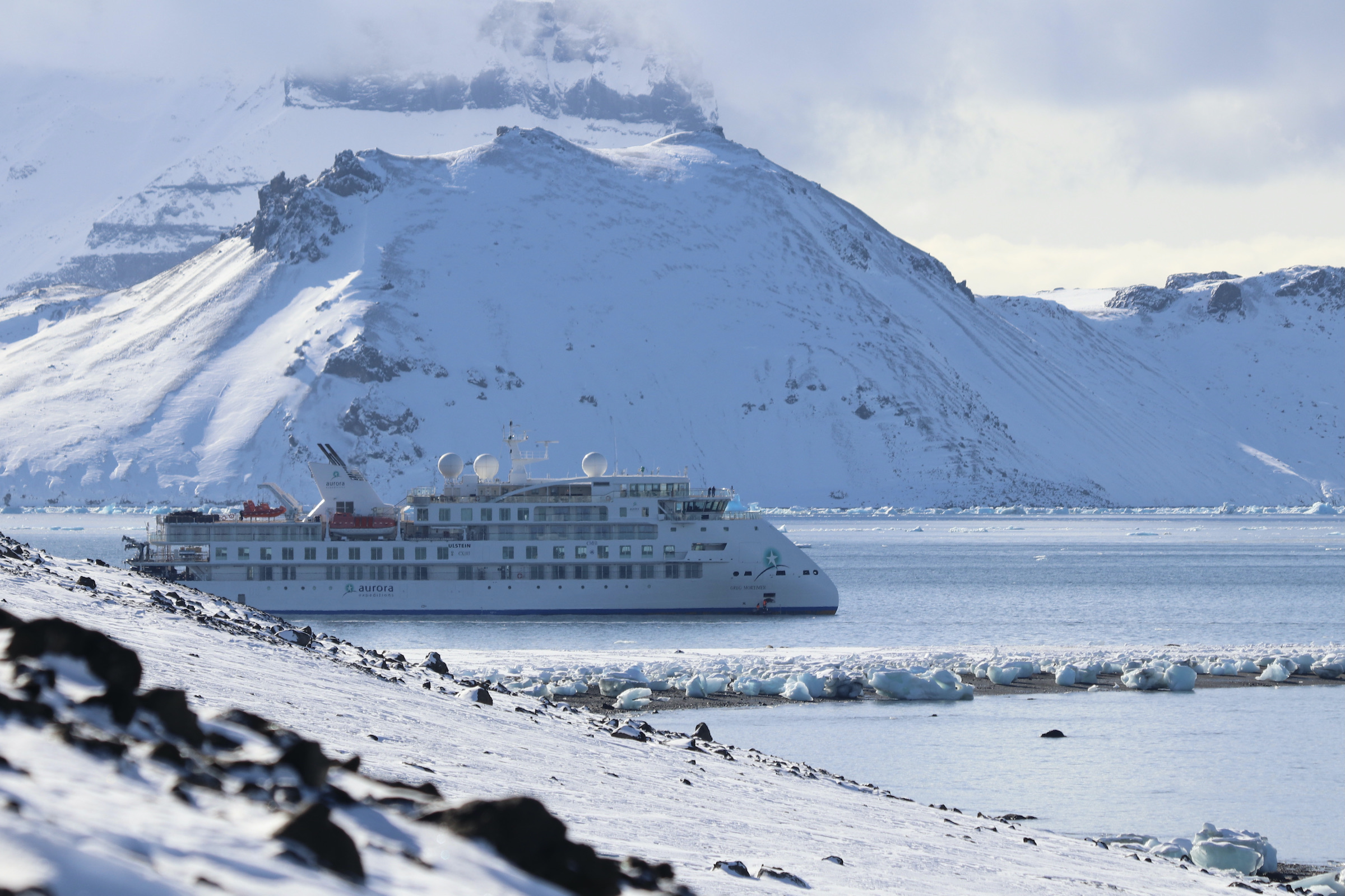 Greg Mortimer cruise ship in the Weddell Sea