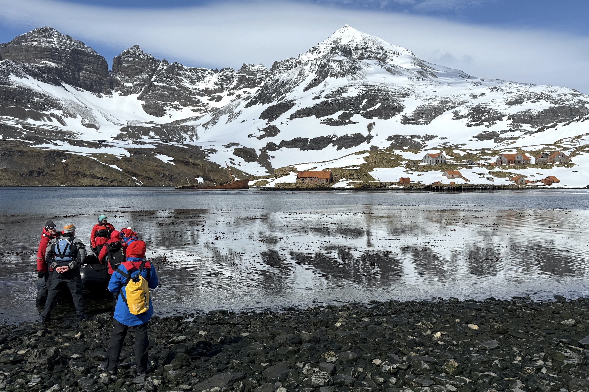 Tourists landing near the whaling station at Prince Olav Harbour in South Georgia
