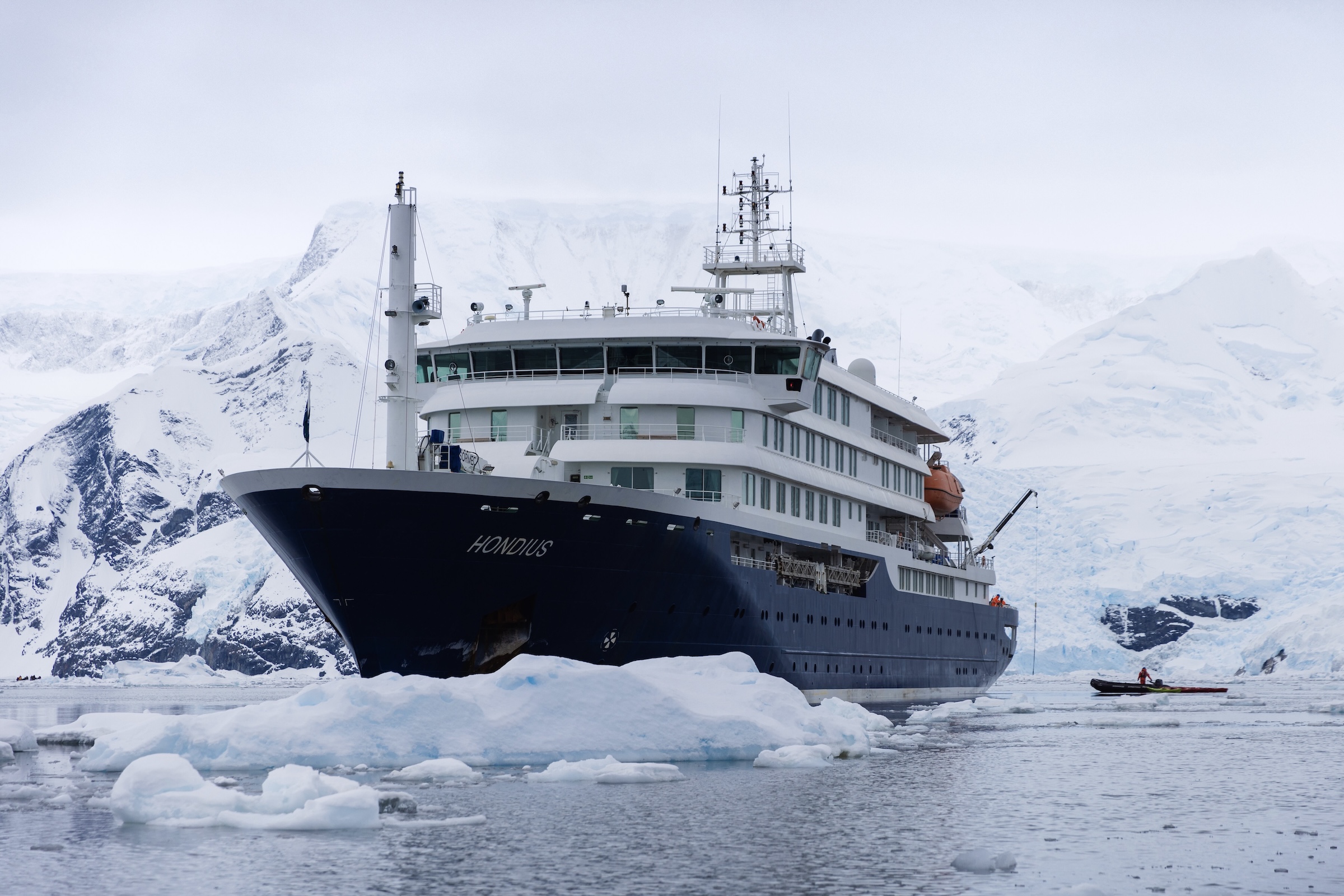 Zodiac launching from Hondius in Antarctica