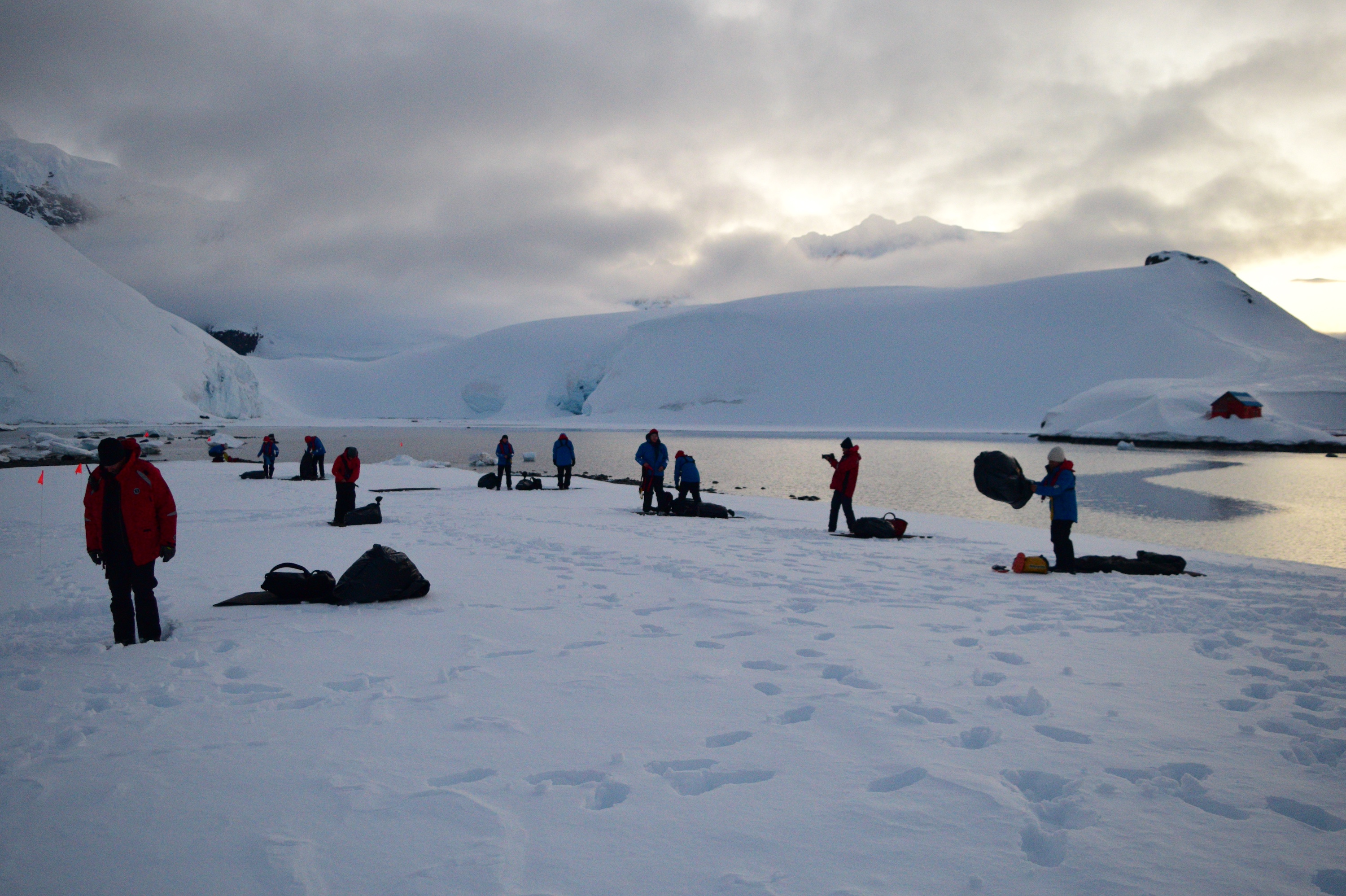 A group of travellers go camping in Antarctica