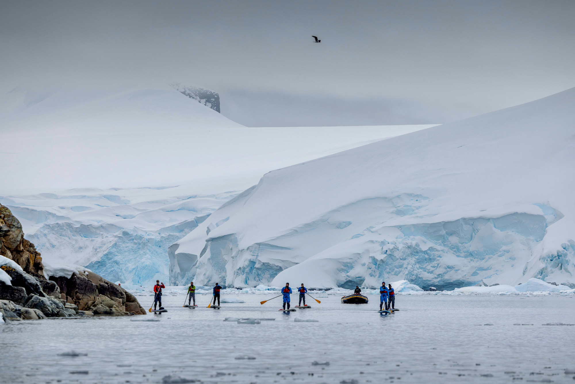 Paddleboarding in Antarctic waters