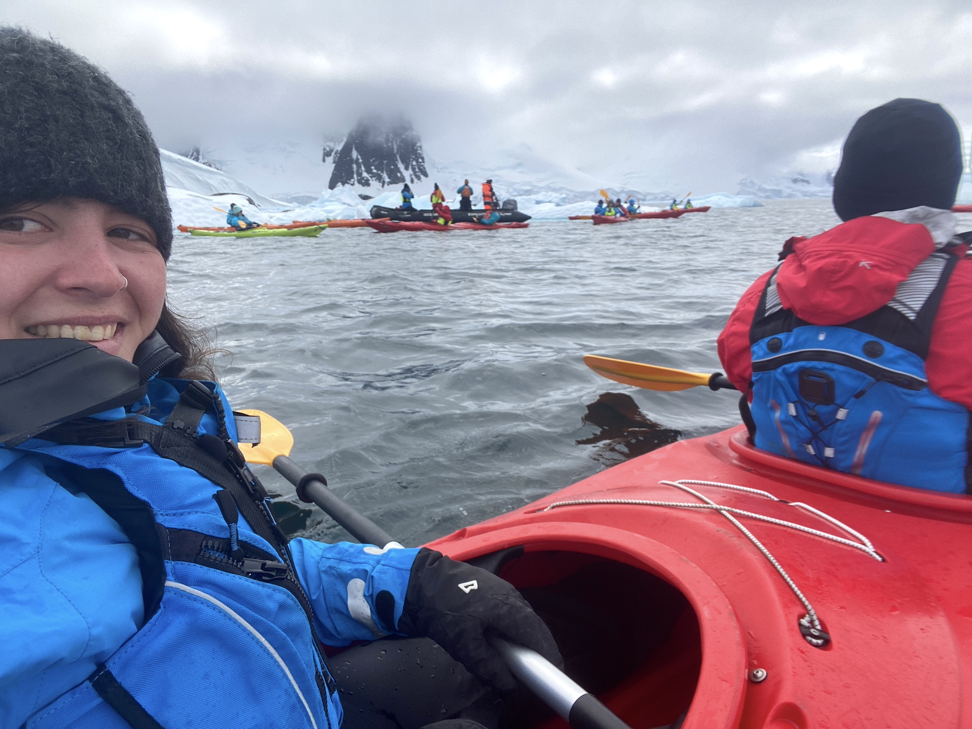 Maddi kayaks around Pleneau Island, Antarctica
