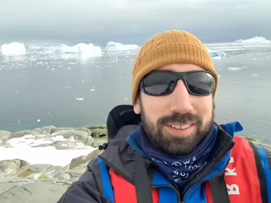 Swoop team member Michael takes a selfie in Antarctica