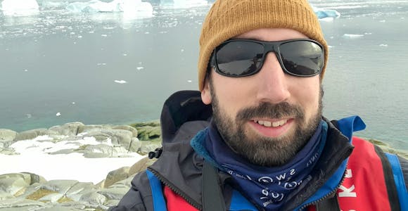 Swoop team member Michael takes a selfie in Antarctica