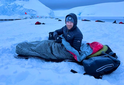 Daniel, a Swoop team member, camps in Antarctica