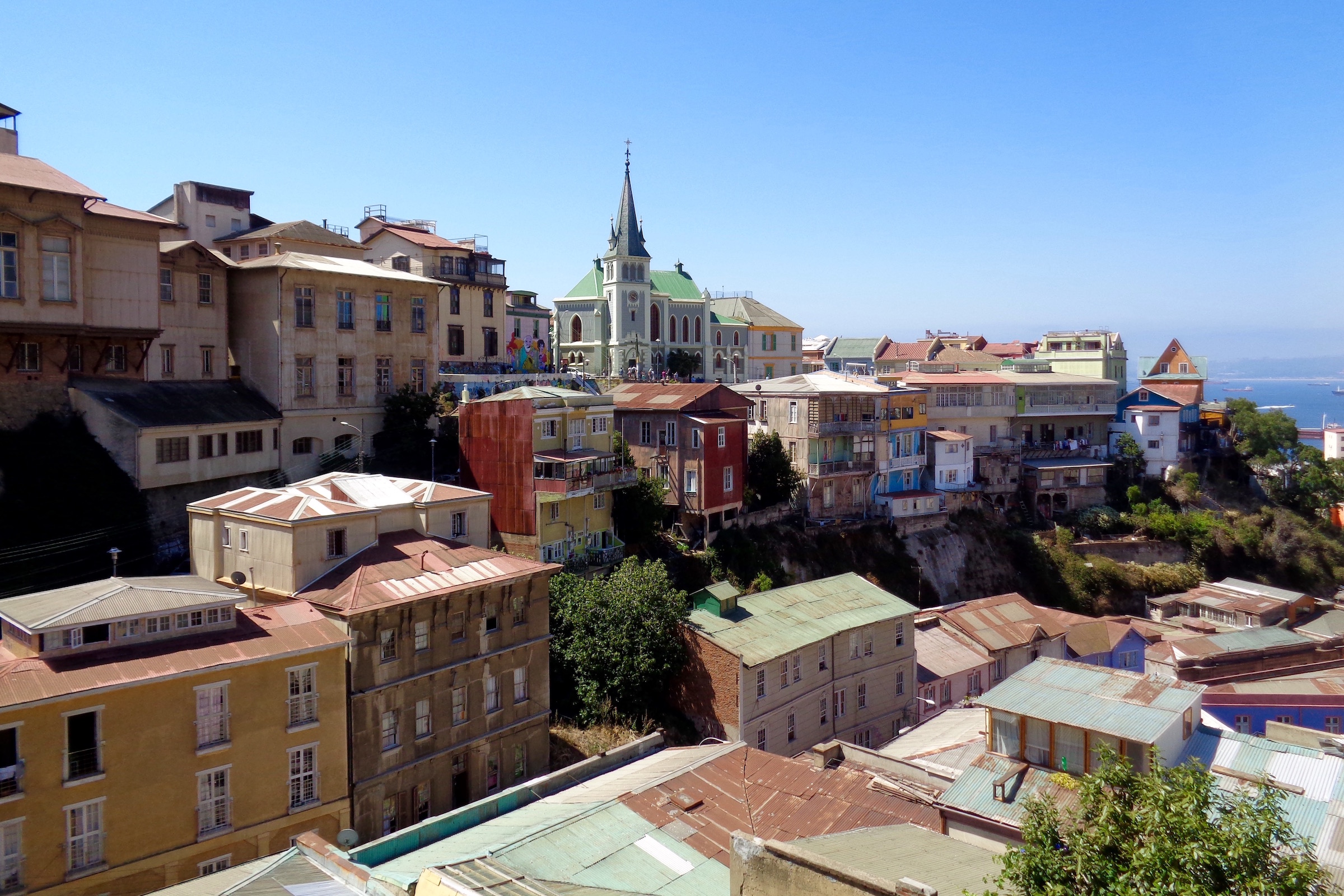 Rooftops and buildings of Valparaiso in Chile