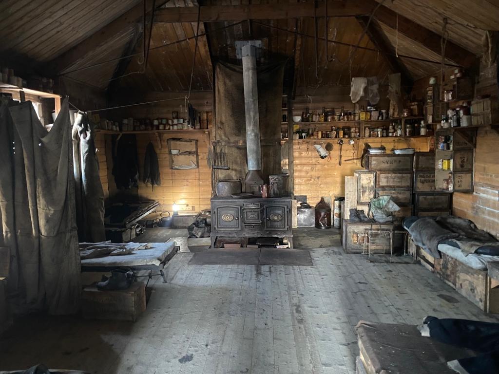 Inside view Shackleton's hut at Cape Royds in the Ross Sea, built in 1907 for the Nimrod expedition and restored by the NZ Antarctic Heritage Trust