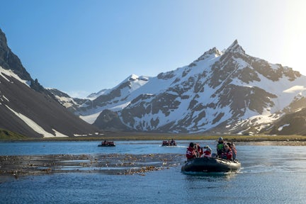 Zodiac cruising at Stromness in South Georgia