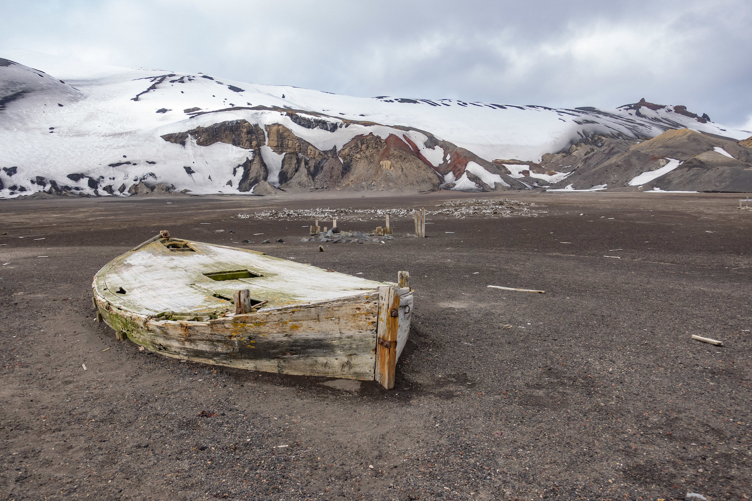 Abandoned boat at Whalers Bay on Deception Island