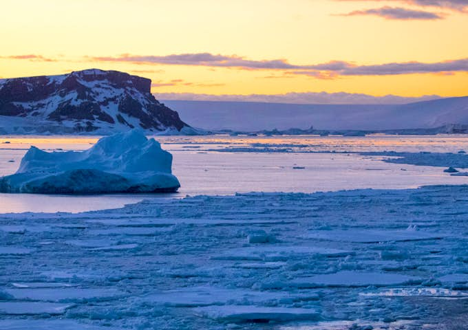 Sunset in the Antarctic Sound, the gateway to the Weddell Sea