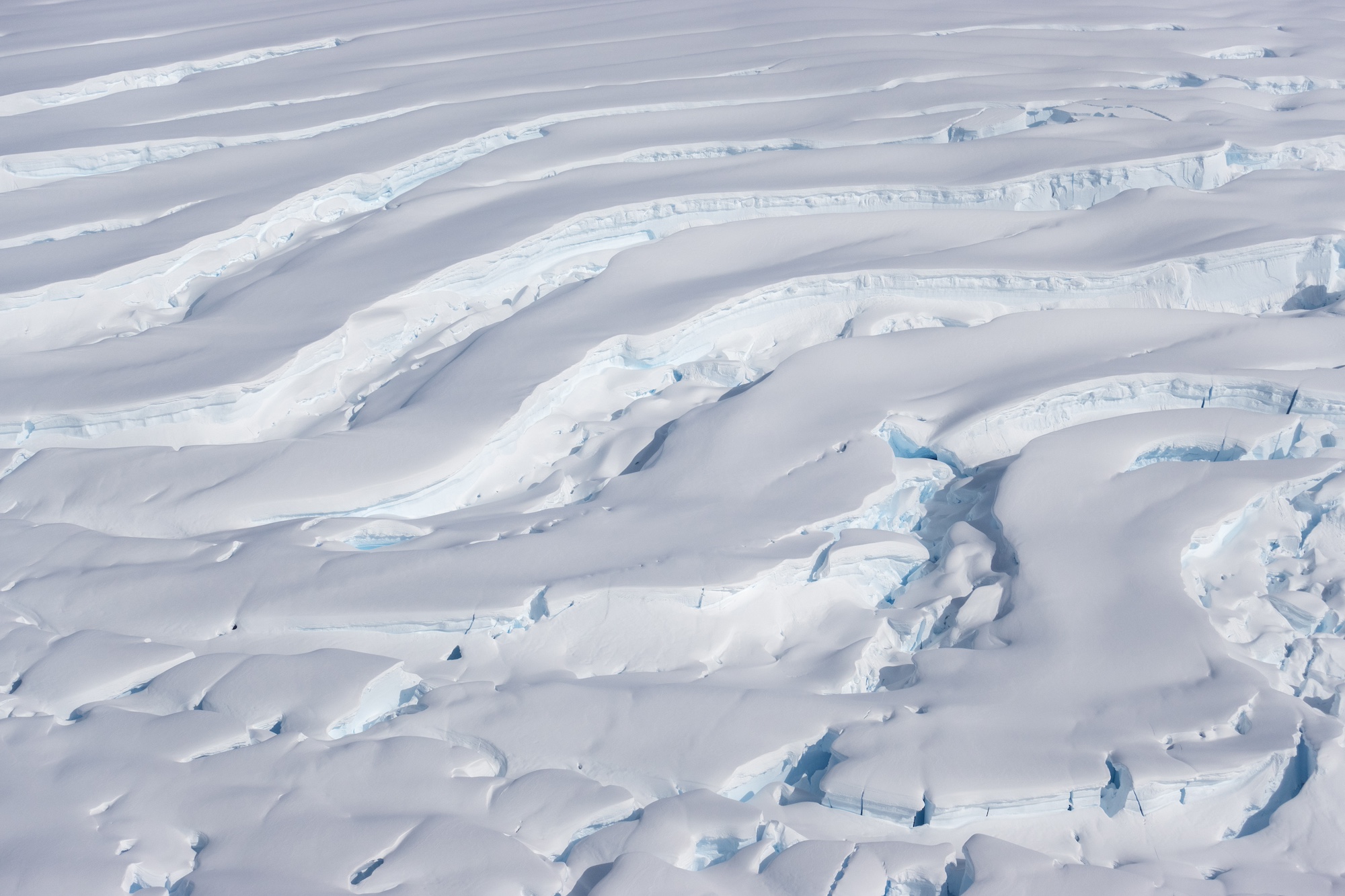 A bird's eye view of carvings in the ice seen during a heli flightseeing trip
