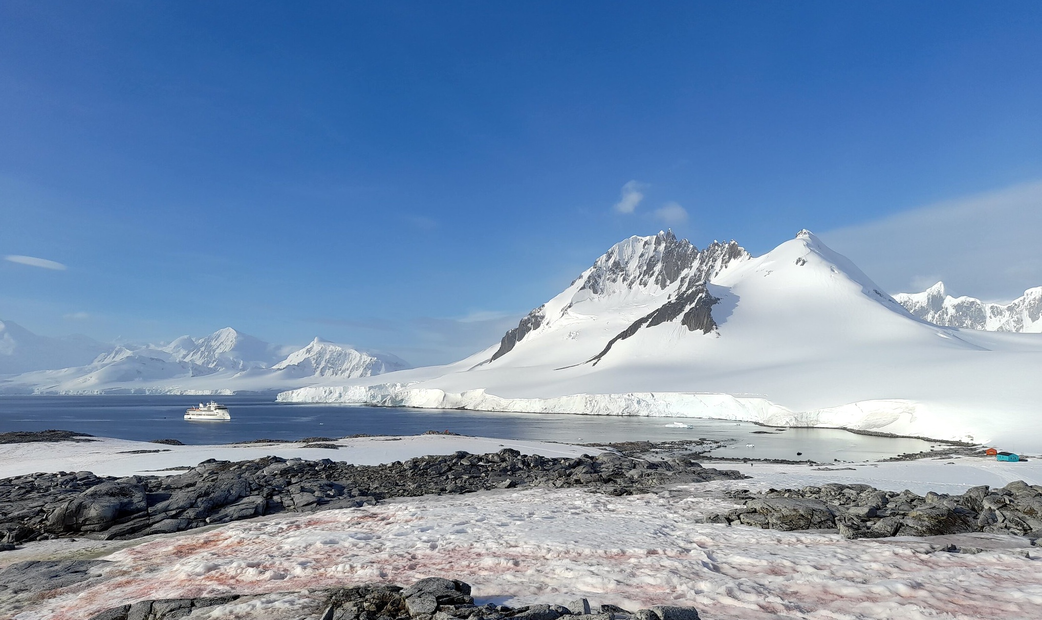 Snowy mountains in Antarctica at the coast 