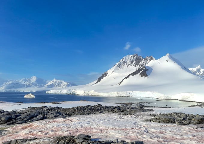 Snowy mountains in Antarctica at the coast