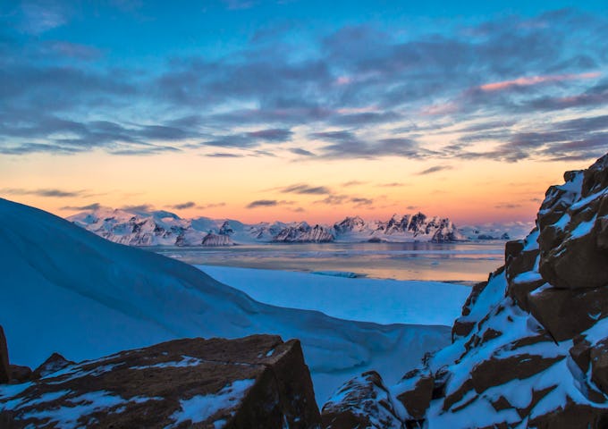 Mountain sunset, Antarctica