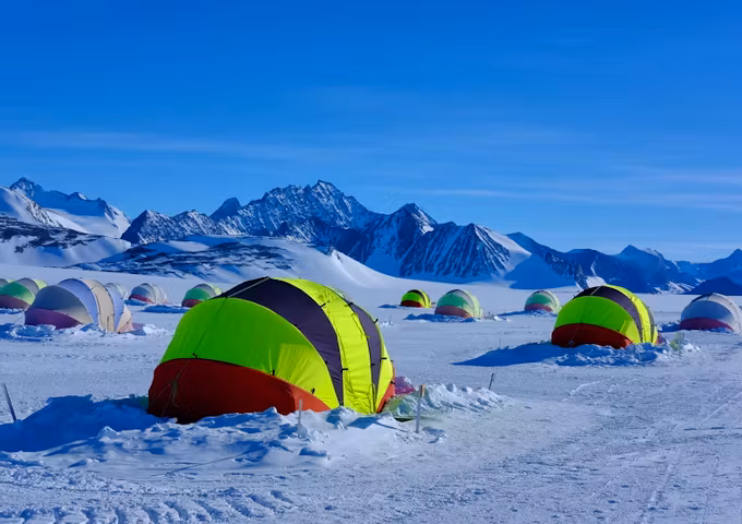 Camp with Emperor Penguins