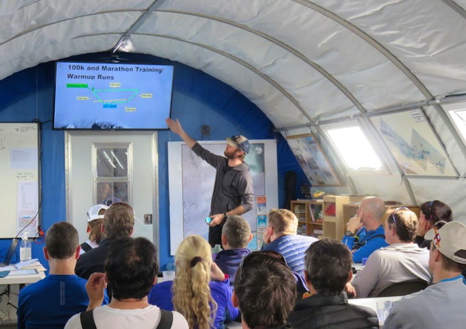 Camp with Emperor Penguins