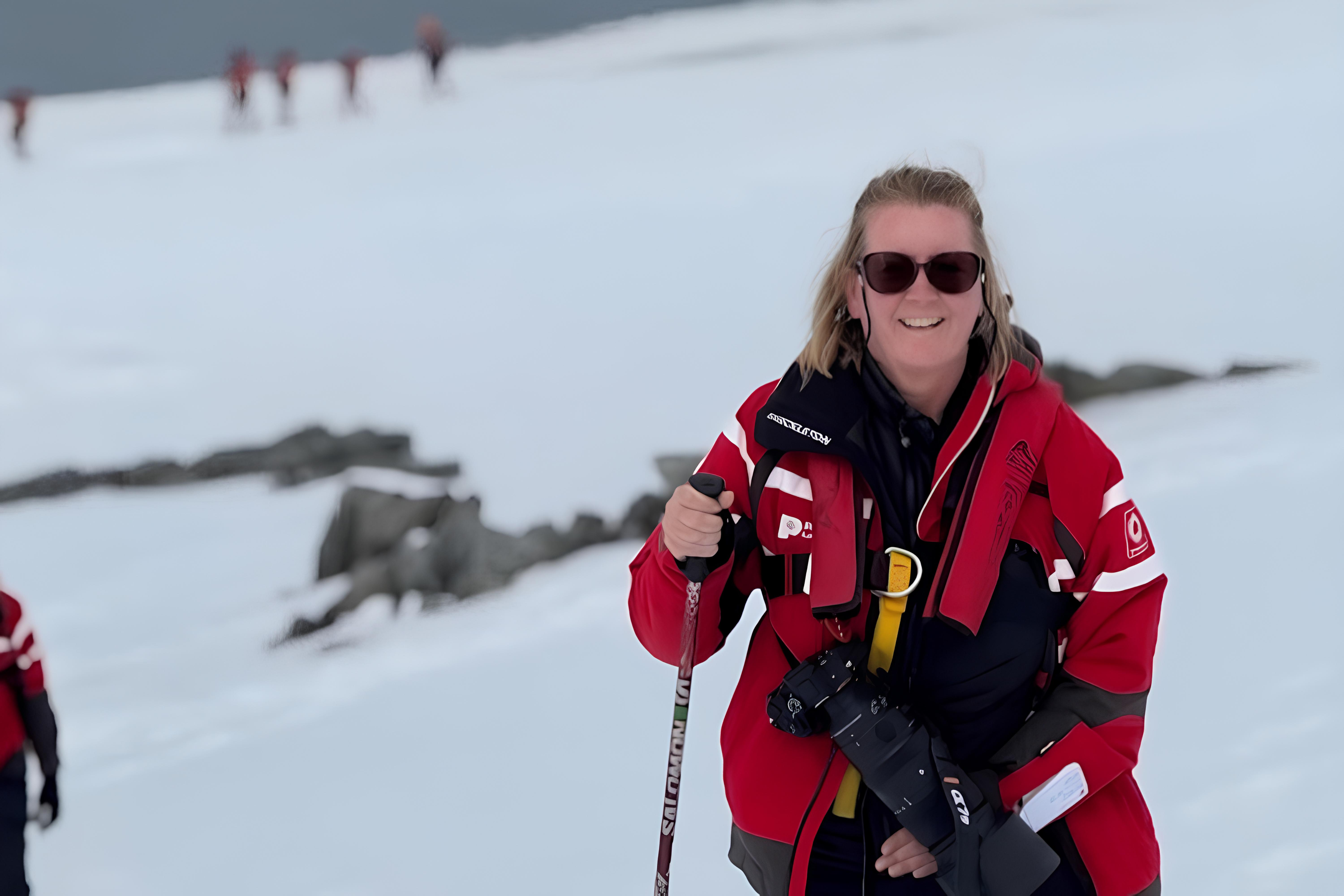 Claire trekking in Antarctica