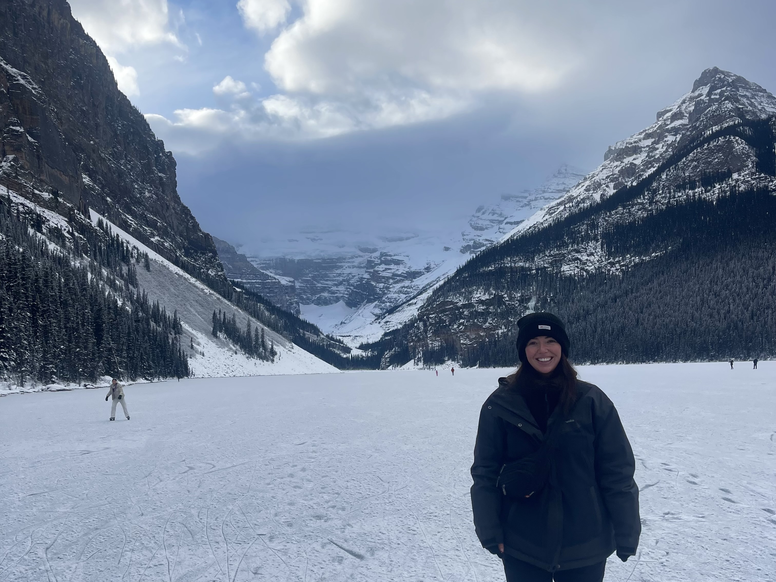 Jade ice-skating on Lake Lousie, Canada