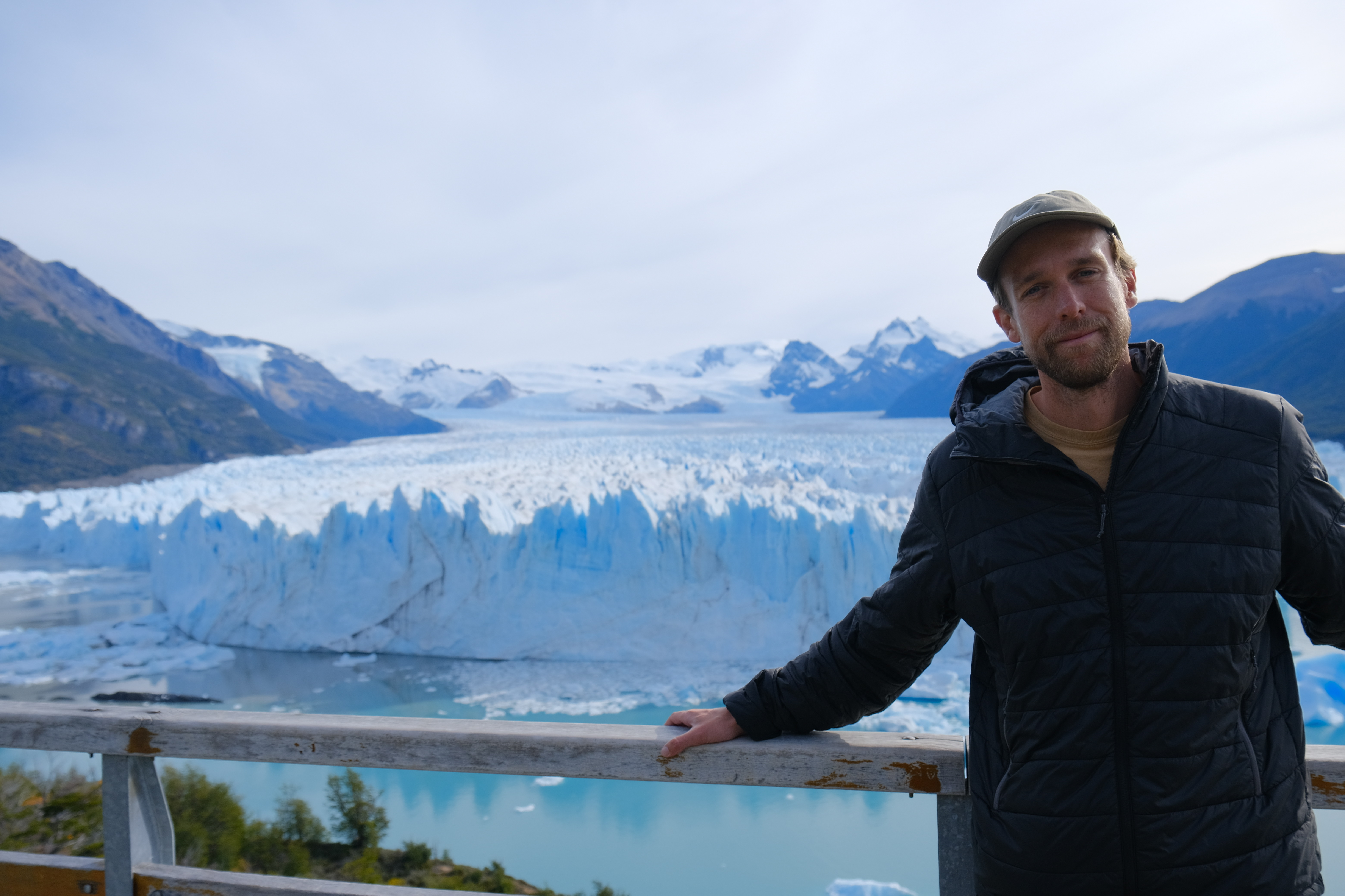 Michael S standing in front of Puerto Moreno Glacier