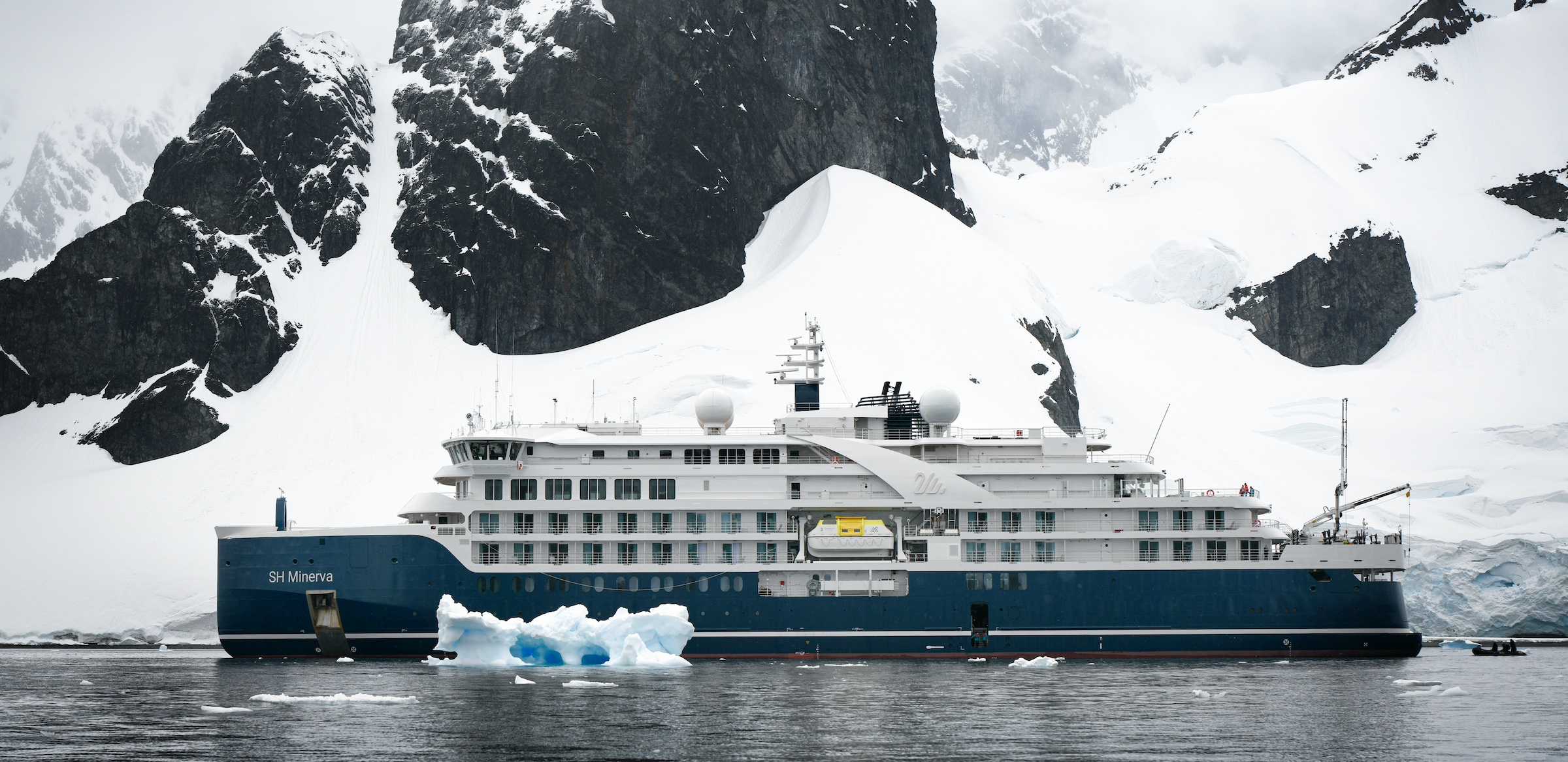The SH Minerva expedition ship cruising in Antarctica
