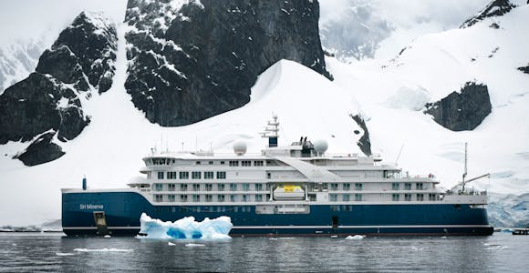 The SH Minerva expedition ship cruising in Antarctica