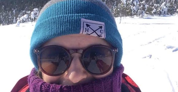 Nicole from Swoop takes a selfie in the snow in Finland