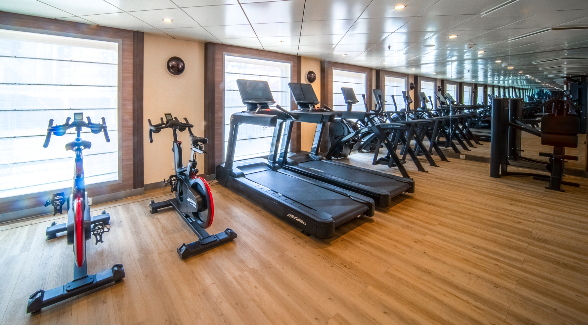 The gym amenities on board the Douglas Mawson